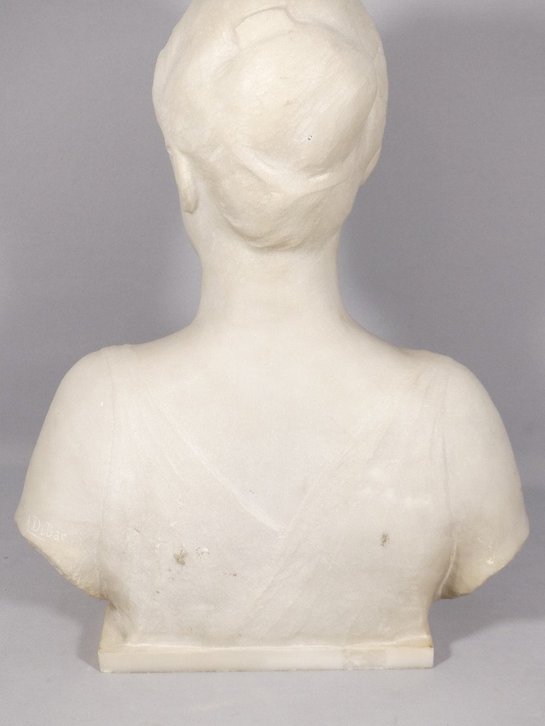 Louis Dubar ( 1876-1951), Sculpture Buste De Femme En Marbre Blanc De Carrare, époque Début XXè-photo-5