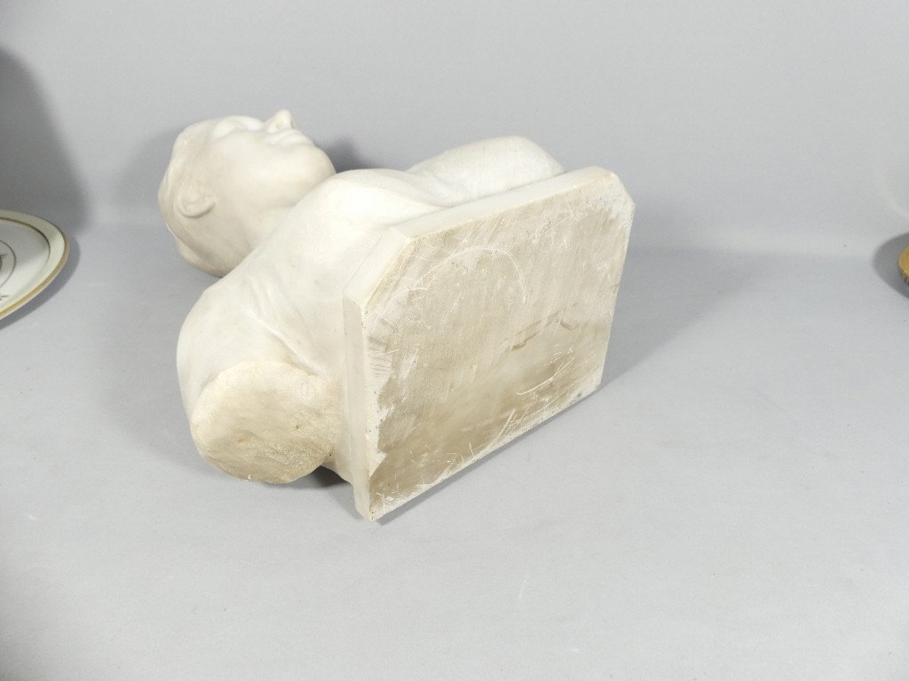 Louis Dubar ( 1876-1951), Sculpture Buste De Femme En Marbre Blanc De Carrare, époque Début XXè-photo-8