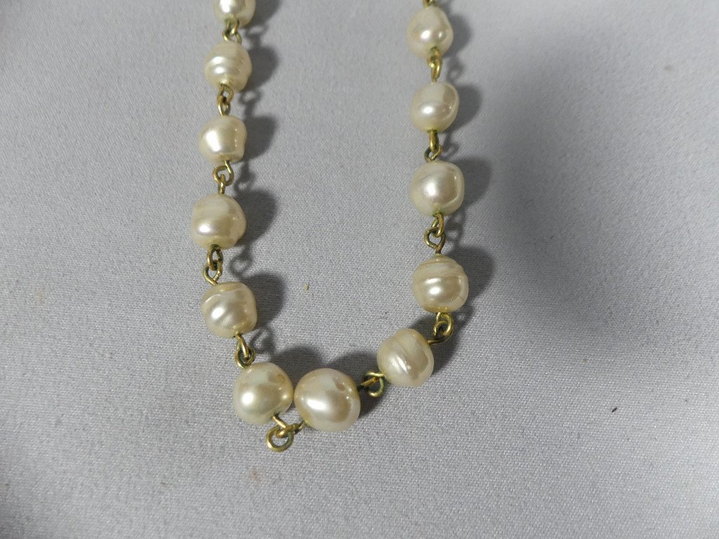 Chanel Vintage 1984, Grand Collier Sautoir Perles Et Soleil-photo-1