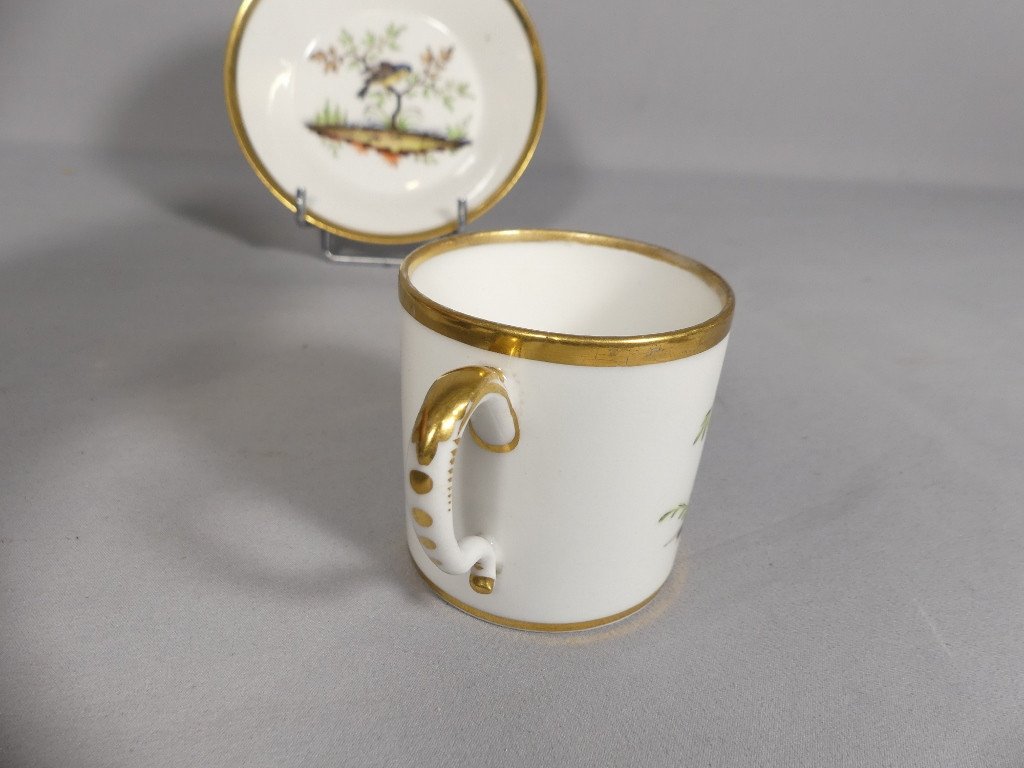 Benoît Lebrun In Orléans, Litron Cup With Birds In Painted Porcelain, Late 18th Century-photo-2