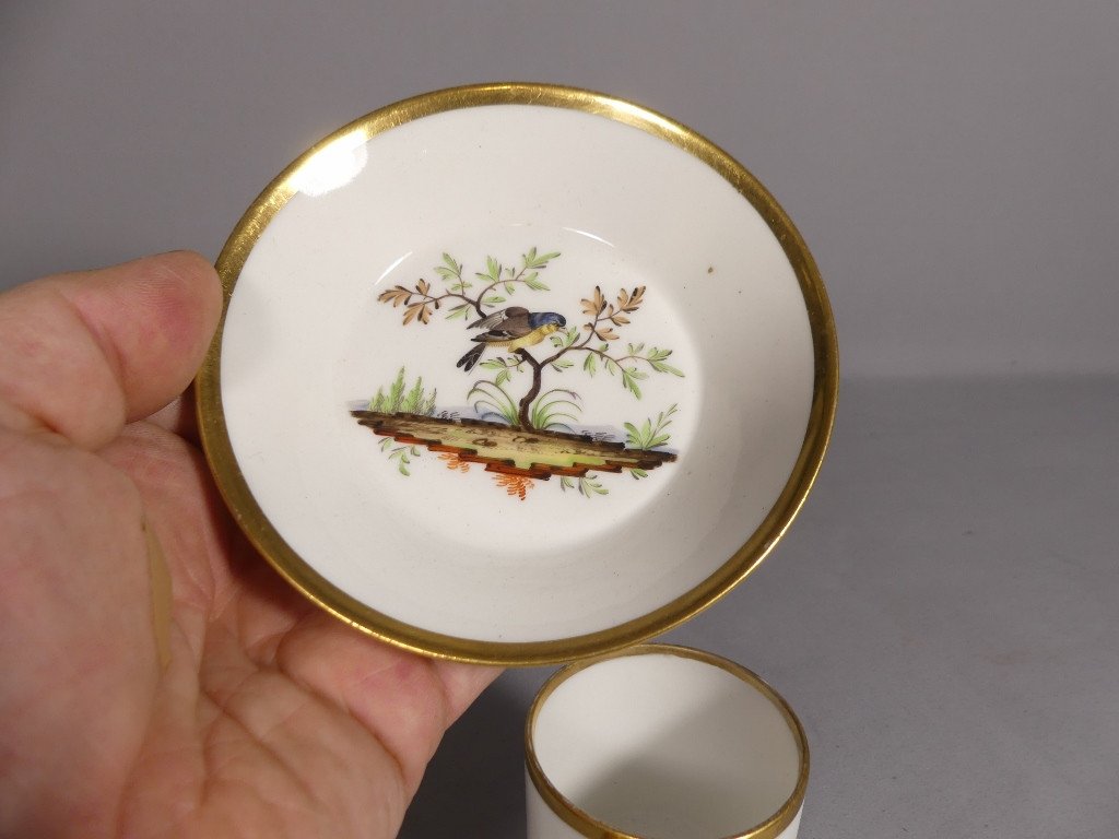 Benoît Lebrun In Orléans, Litron Cup With Birds In Painted Porcelain, Late 18th Century-photo-4