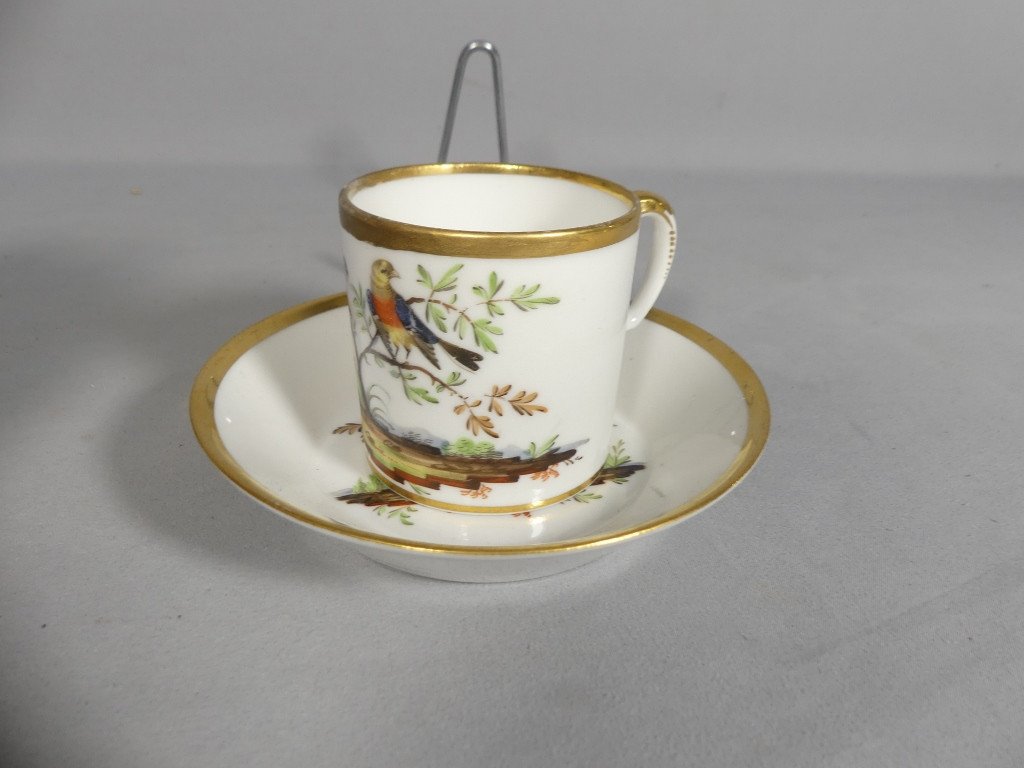 Benoît Lebrun In Orléans, Litron Cup With Birds In Painted Porcelain, Late 18th Century-photo-6