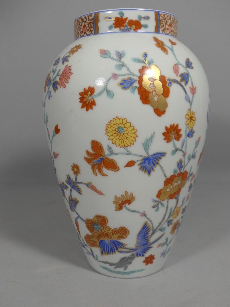 Bernardaud Pondichery, Vase En Porcelaine De Limoges Vers 1980-photo-2