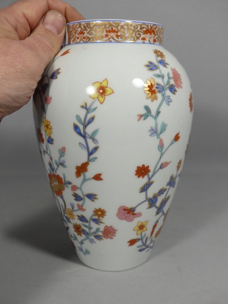 Bernardaud Pondichery, Vase En Porcelaine De Limoges Vers 1980-photo-3