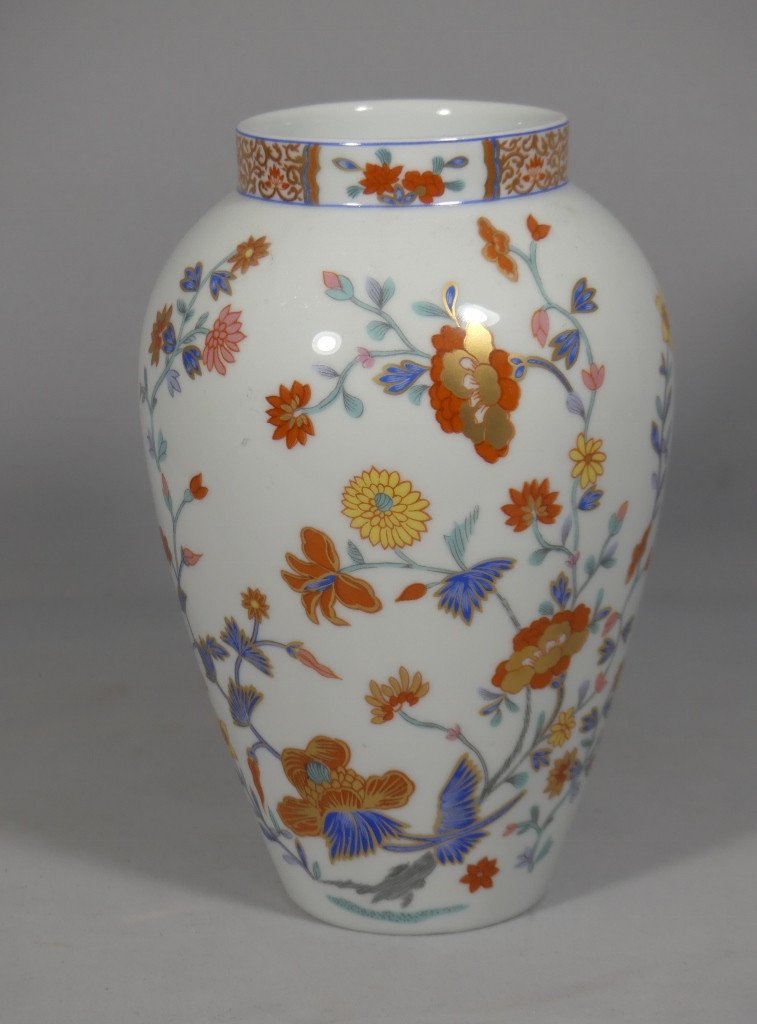 Bernardaud Pondichery, Vase En Porcelaine De Limoges Vers 1980