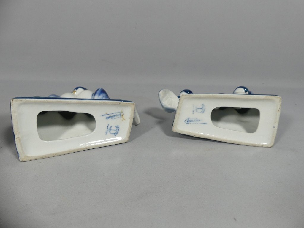 Camille Tharaud Limoges, Pair Of Art Deco Porcelain Birds Bookends-photo-3