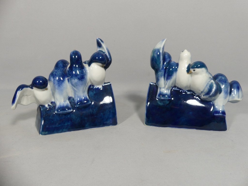 Camille Tharaud Limoges, Pair Of Art Deco Porcelain Birds Bookends