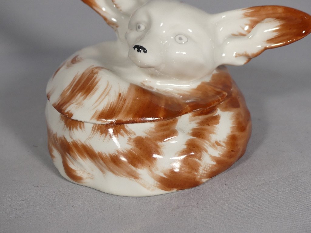 Edouard Marcel Sandoz And Haviland, Fennec Porcelain Candy Dish, 1921-photo-2