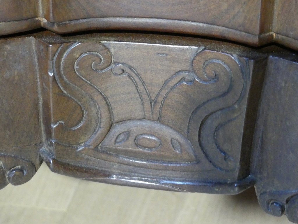 Commode De Port En Acajou Massif époque Louis XV, Dessus De Marbre, XVIII ème Siècle-photo-1