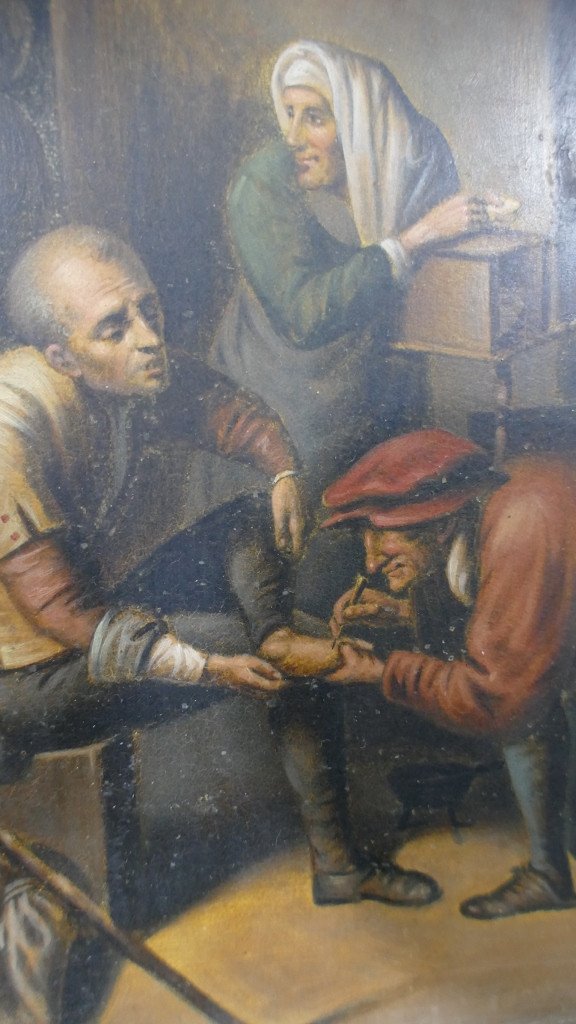 The Village Surgeon, Oil On Copper, 18th Century -photo-2