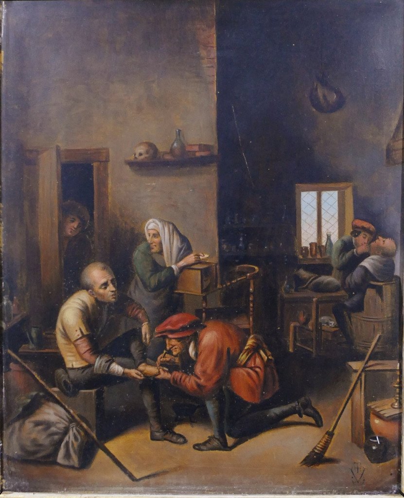 The Village Surgeon, Oil On Copper, 18th Century 