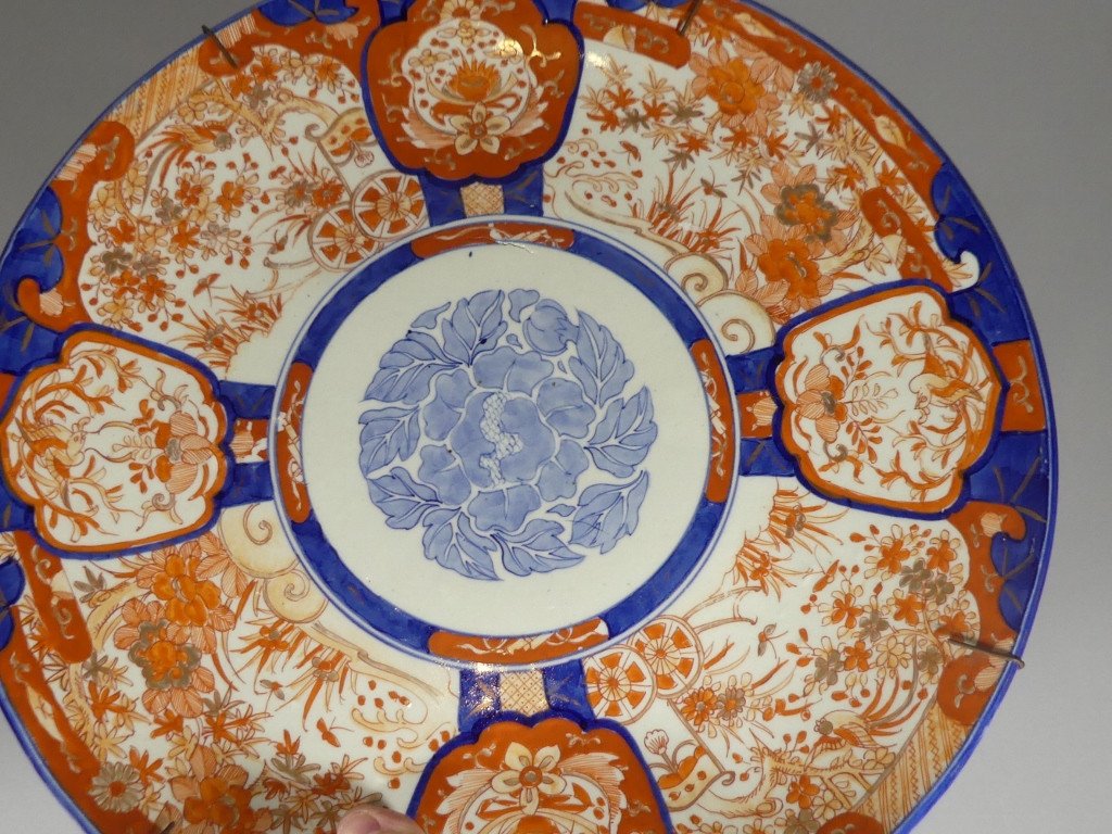 Grand Plat Imari En Porcelaine De Japon, époque Fin XIX ème Siècle-photo-3