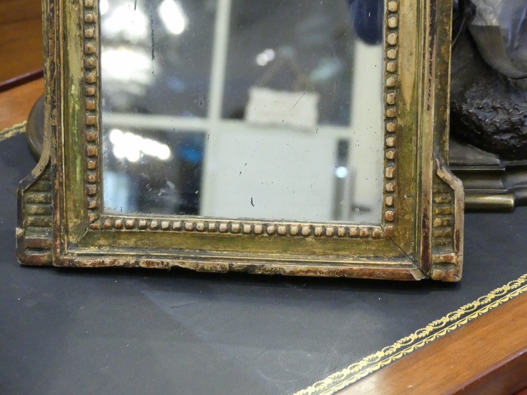 Tout Petit Miroir Louis XVI En Bois Doré, époque XVIII ème Siècle-photo-3