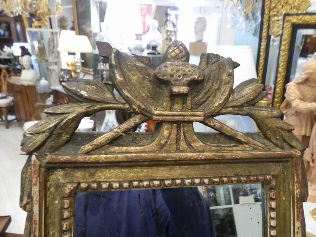 Very Small Louis XVI Mirror In Gilded Wood, 18th Century-photo-1