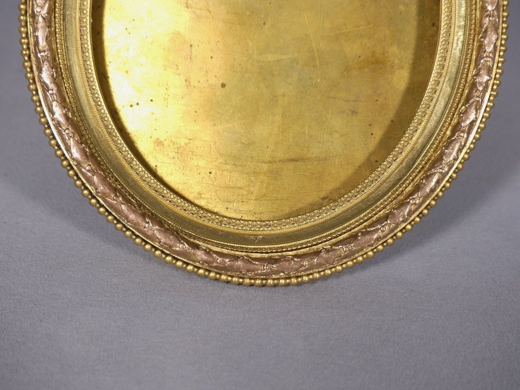 Louis XVI Photo Frame In Gilded Bronze, Garland Of Flowers, 19th Century-photo-3