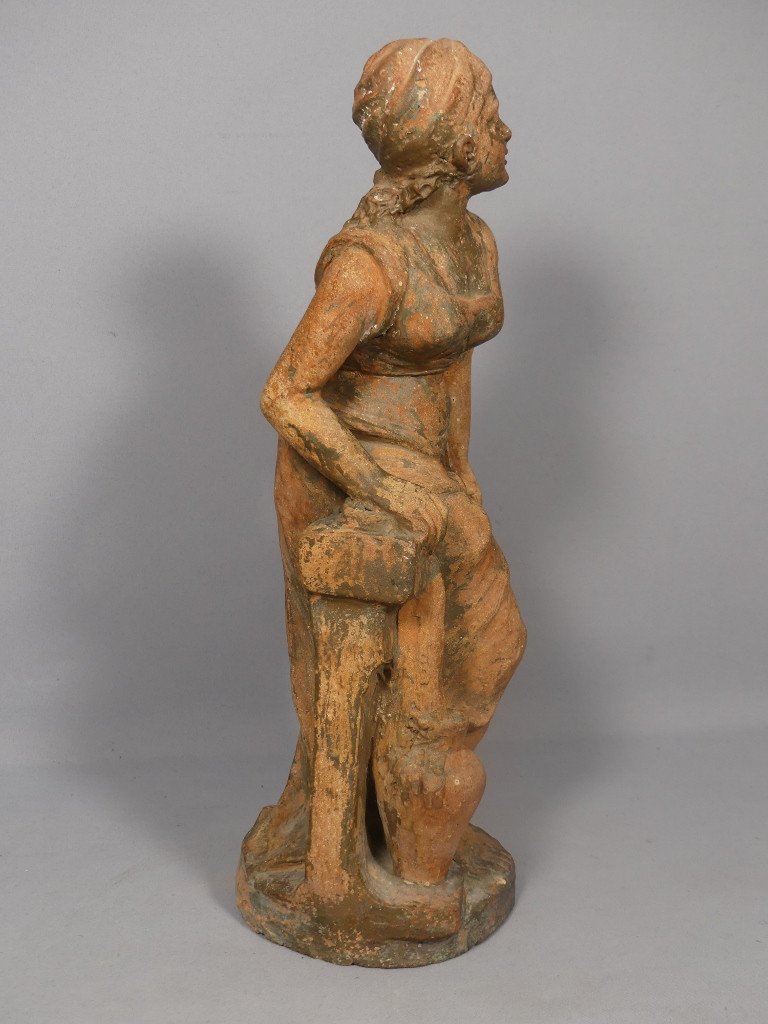 Jeune Femme Algérienne à La Cruche, Sculpture Terre Cuite Datée 1914 Et Signée L Maltese-photo-1