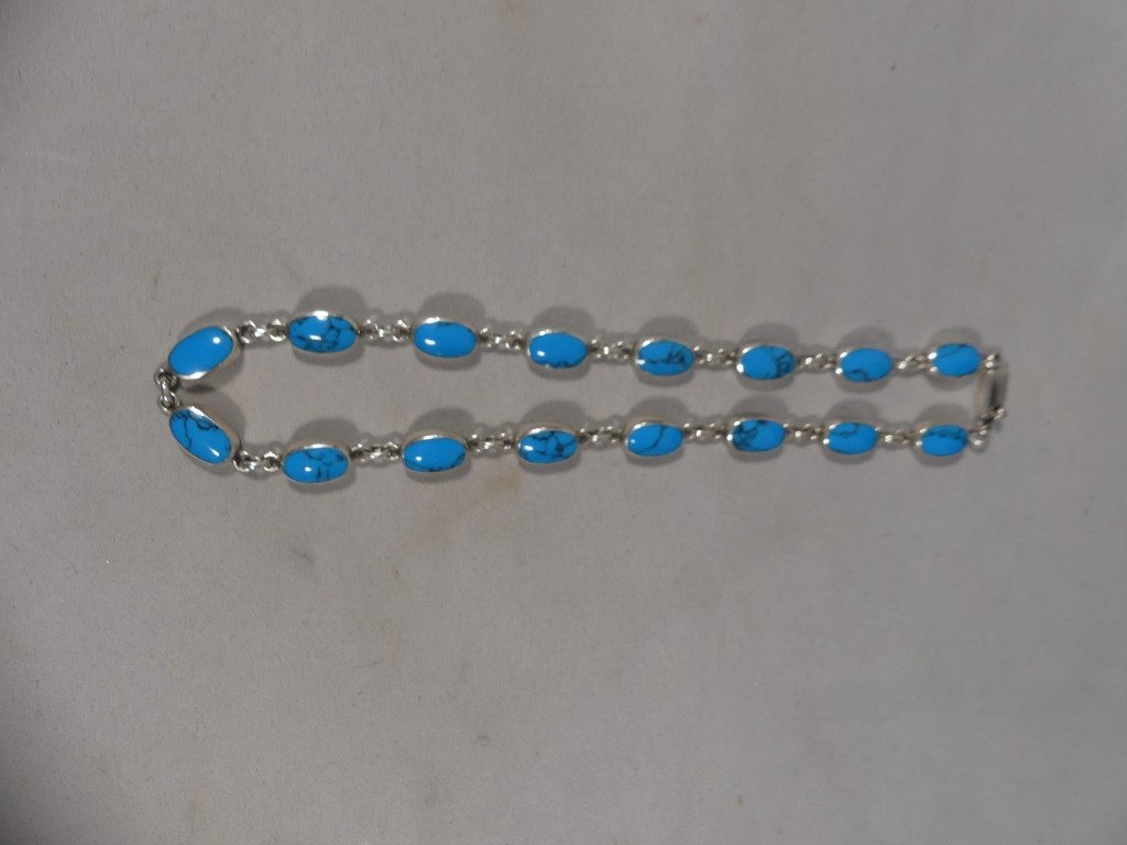 Vintage Solid Silver And Turquoise Necklace, 1980s-photo-1