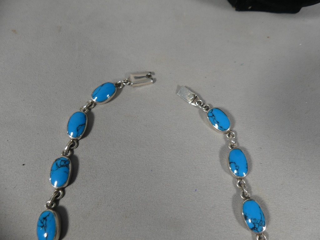 Vintage Solid Silver And Turquoise Necklace, 1980s-photo-5