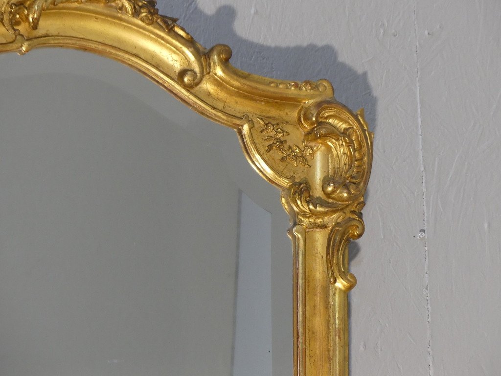 Miroir De Cheminée En Bois Et Stuc Doré De Style Louis XV, époque XIX ème-photo-4