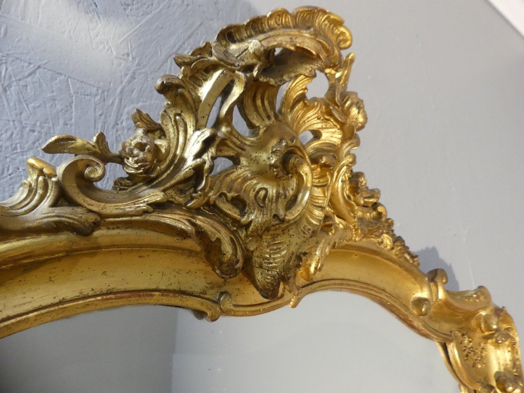 Miroir De Cheminée En Bois Et Stuc Doré De Style Louis XV, époque XIX ème-photo-4