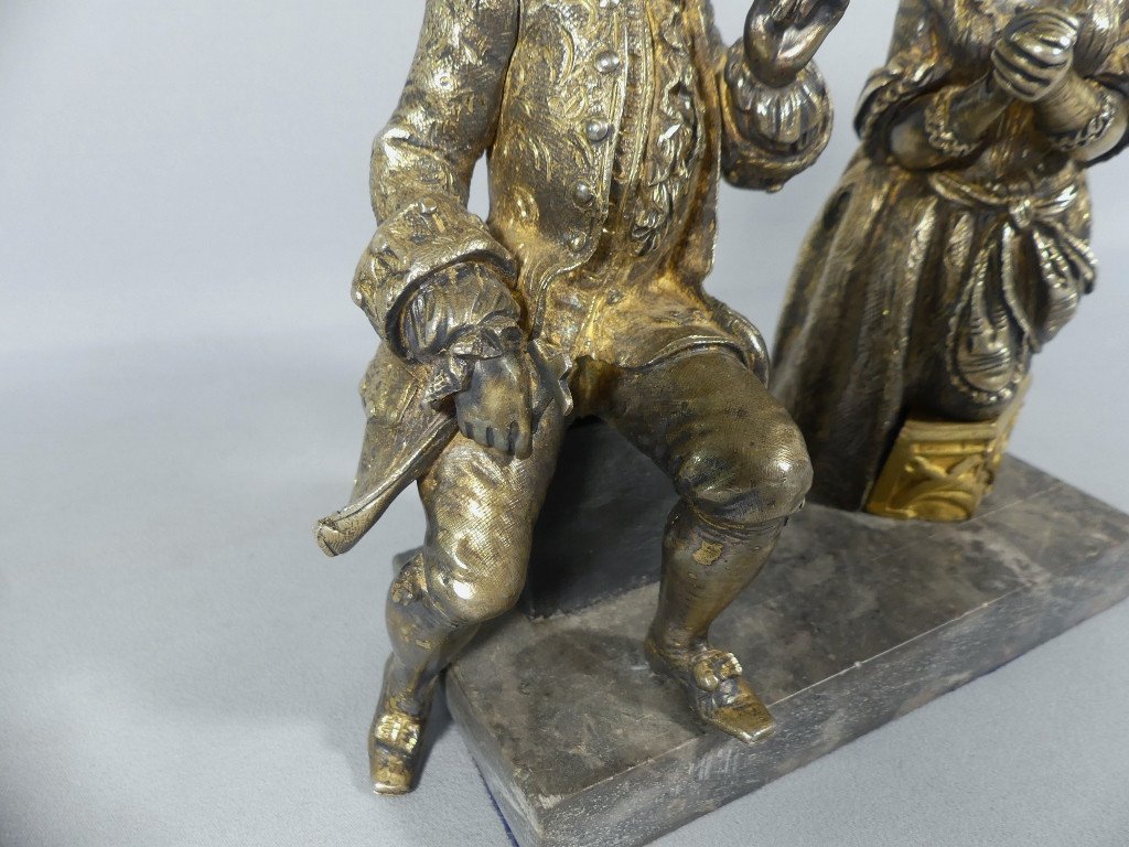 The Confession, Bronze Statuette Representing A Man And A Woman Praying, 19th Century-photo-4