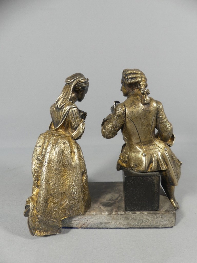 The Confession, Bronze Statuette Representing A Man And A Woman Praying, 19th Century-photo-8