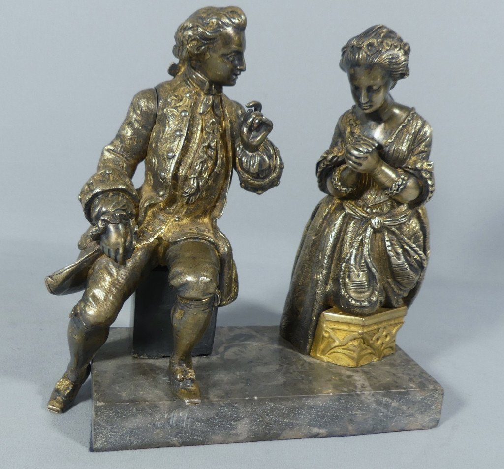 The Confession, Bronze Statuette Representing A Man And A Woman Praying, 19th Century