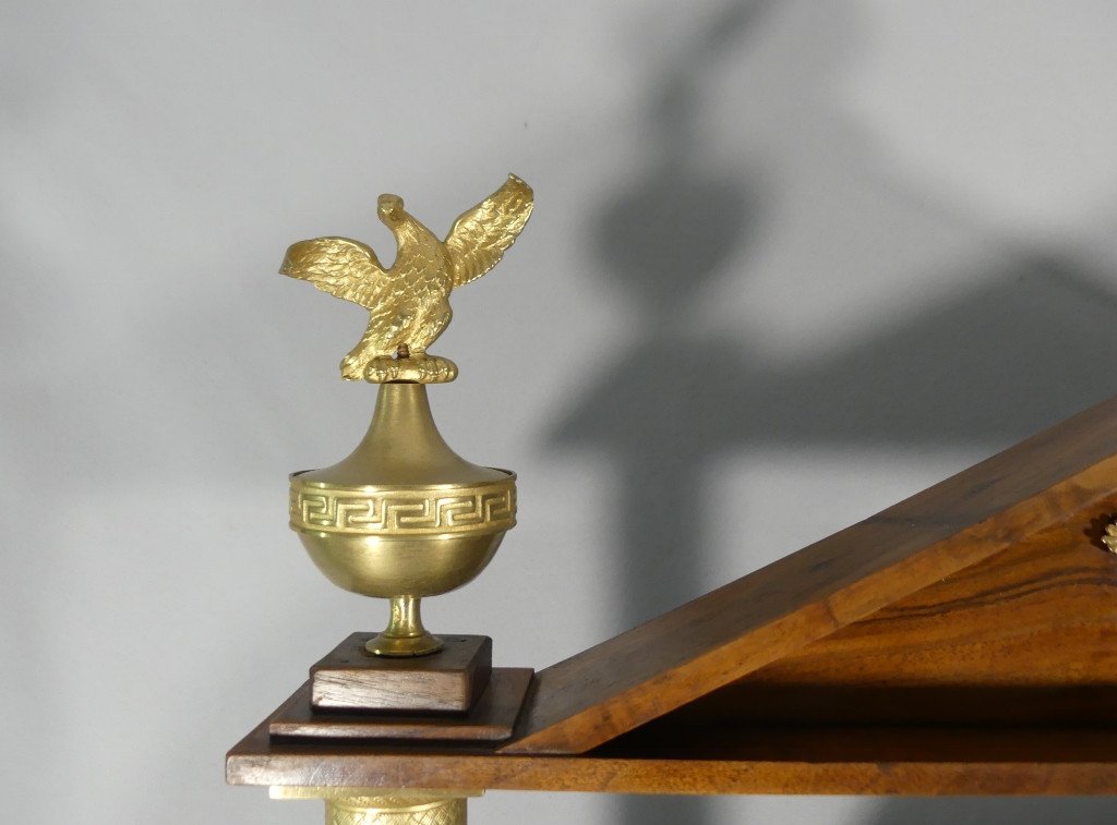 Empire Period Walnut And Gilt Bronze Table Psyche, Mirror, Dressing Table, Barber Shop, Early 19th Century-photo-1