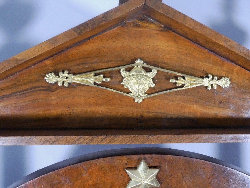 Empire Period Walnut And Gilt Bronze Table Psyche, Mirror, Dressing Table, Barber Shop, Early 19th Century-photo-3