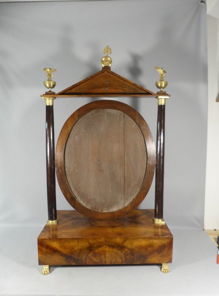 Empire Period Walnut And Gilt Bronze Table Psyche, Mirror, Dressing Table, Barber Shop, Early 19th Century-photo-8