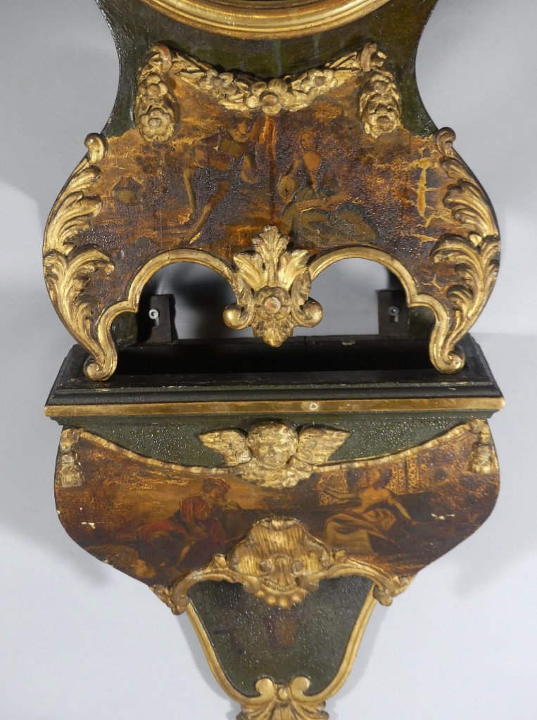 18th Century Cartel In Gilded, Lacquered And Varnished Wood Martin, Louis XV Period-photo-2