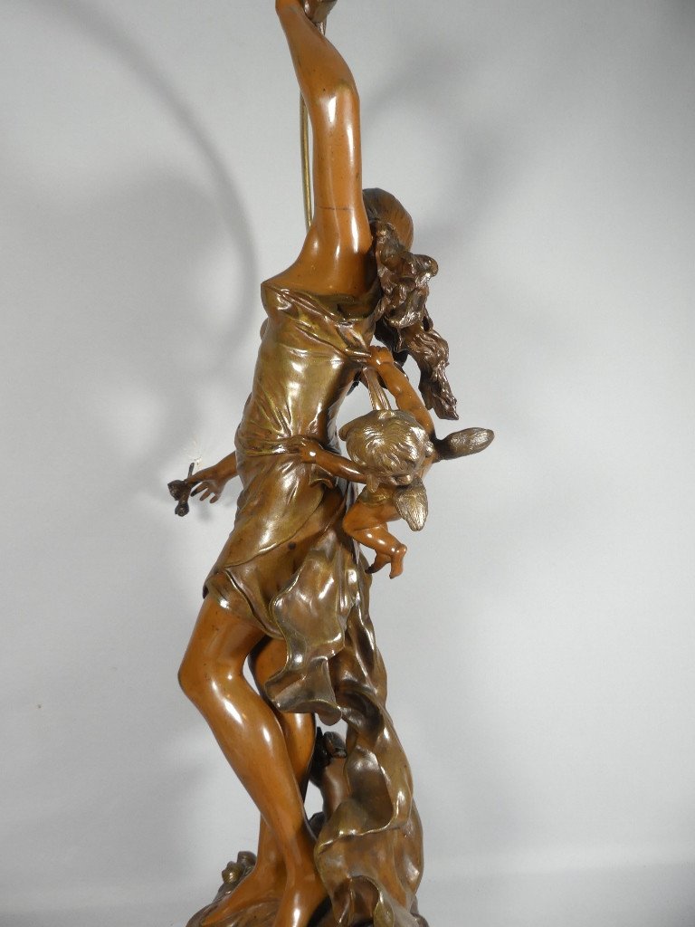 78 Cm! Summer Night Large Rotating Bronze By Louis Auguste Moreau Salon Of 1894 -photo-4