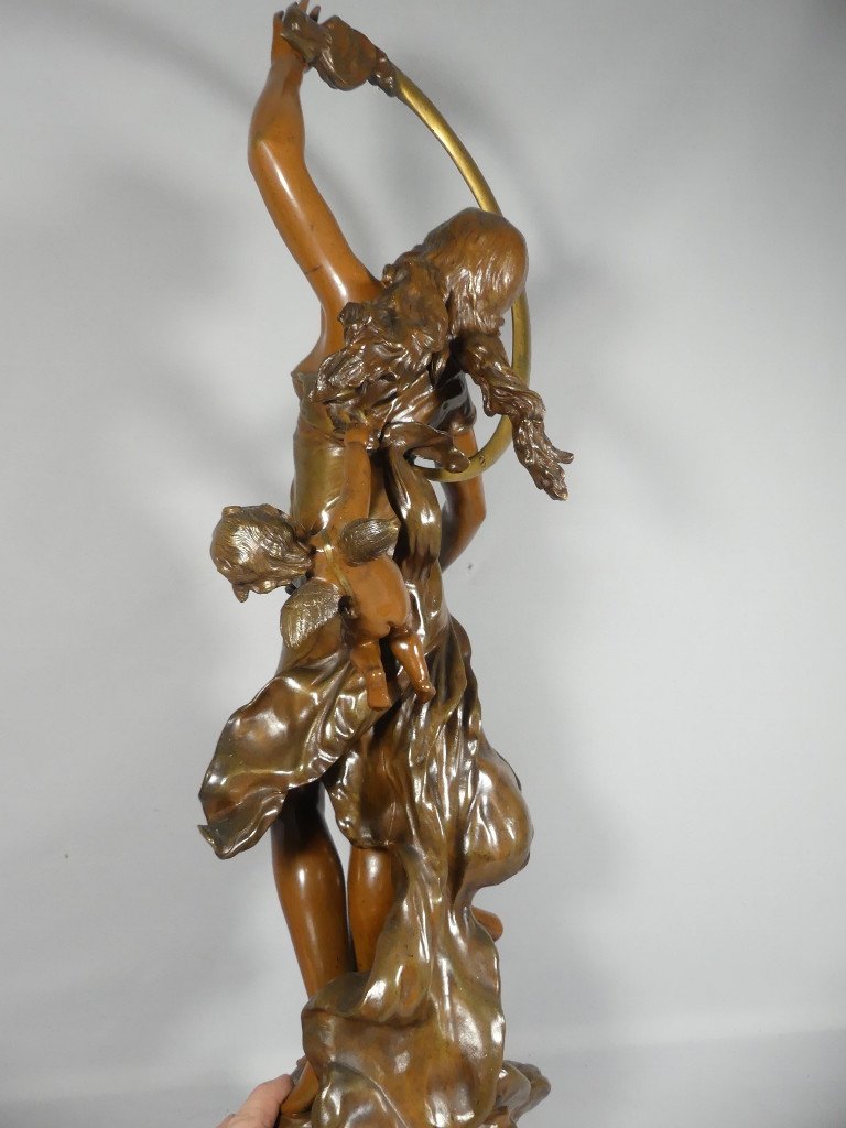 78 Cm! Summer Night Large Rotating Bronze By Louis Auguste Moreau Salon Of 1894 -photo-5