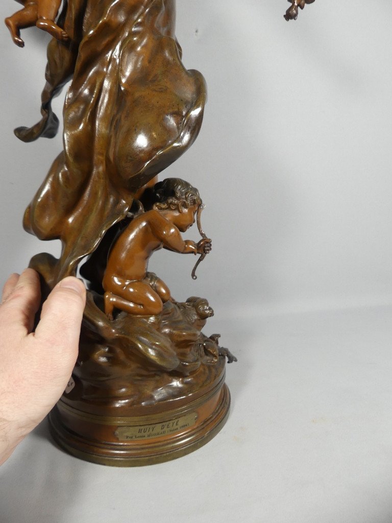 78 Cm! Summer Night Large Rotating Bronze By Louis Auguste Moreau Salon Of 1894 -photo-7