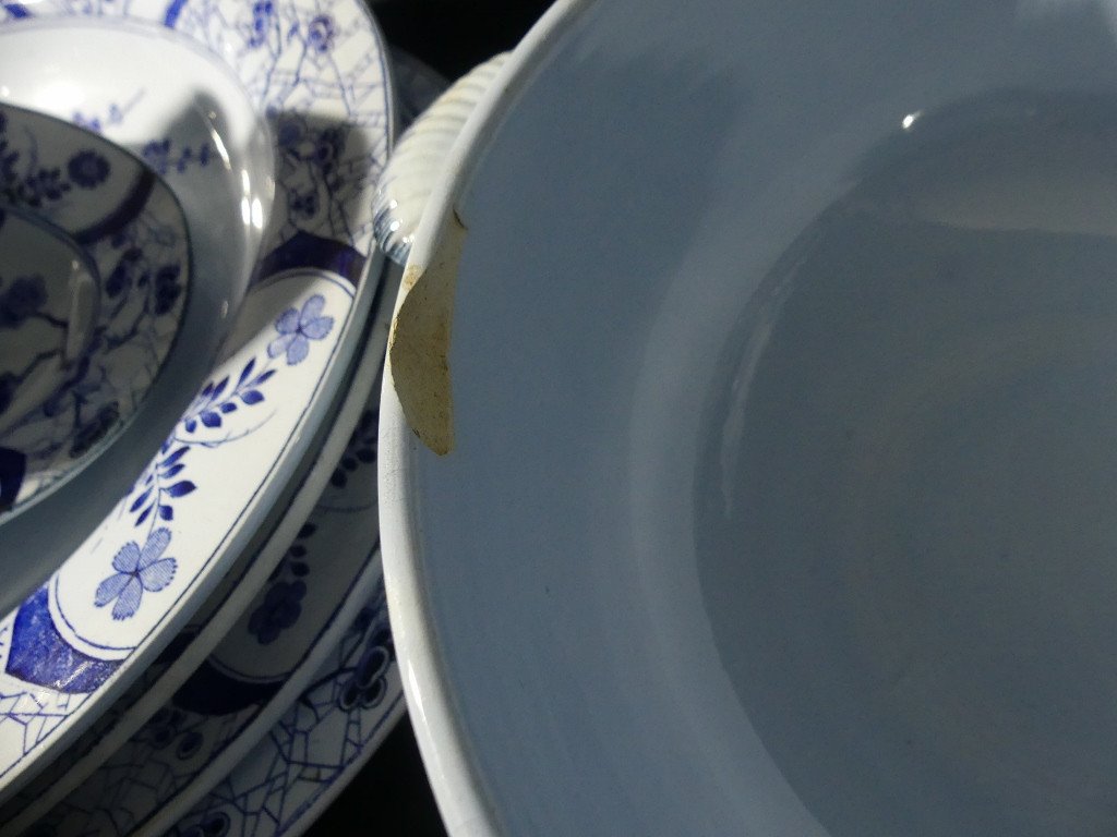 Japan Creil Et Montereau, Complete Service 97 Pieces For 12 People In Earthenware, Monet Giverny-photo-8