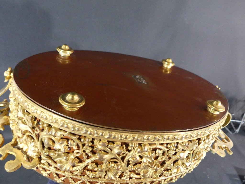 Gilt Bronze Jardiniere With Acanthus And Painted Sheet Metal, 19th Century-photo-3