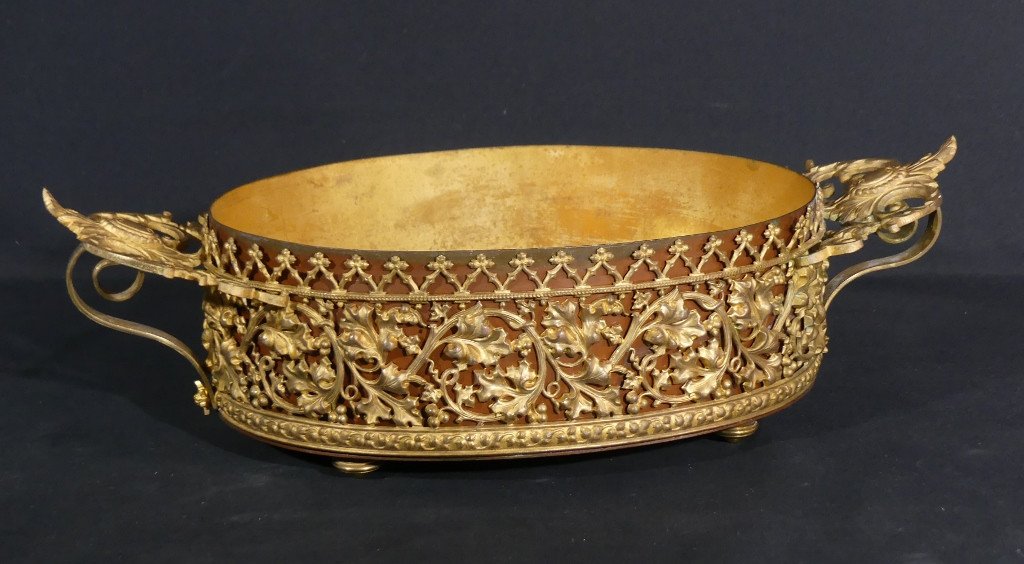 Gilt Bronze Jardiniere With Acanthus And Painted Sheet Metal, 19th Century