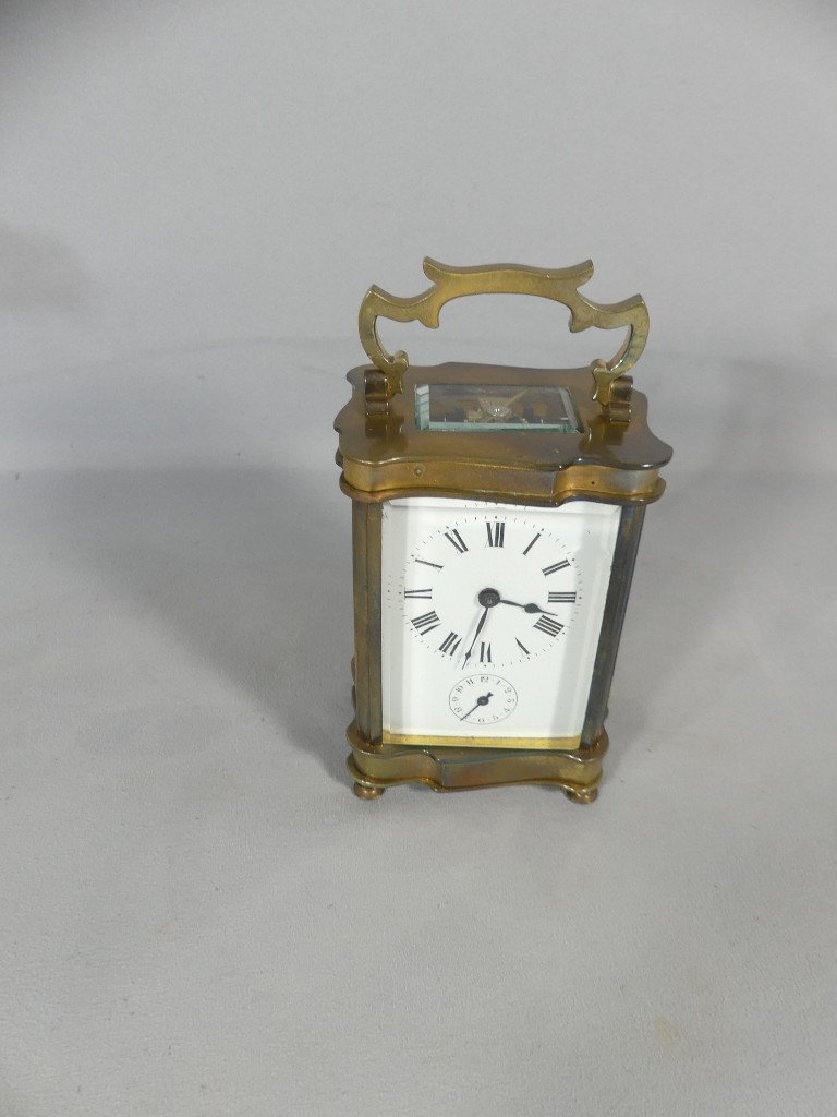 Brass Travel Or Officer's Clock With Chime, Early 20th Century-photo-2