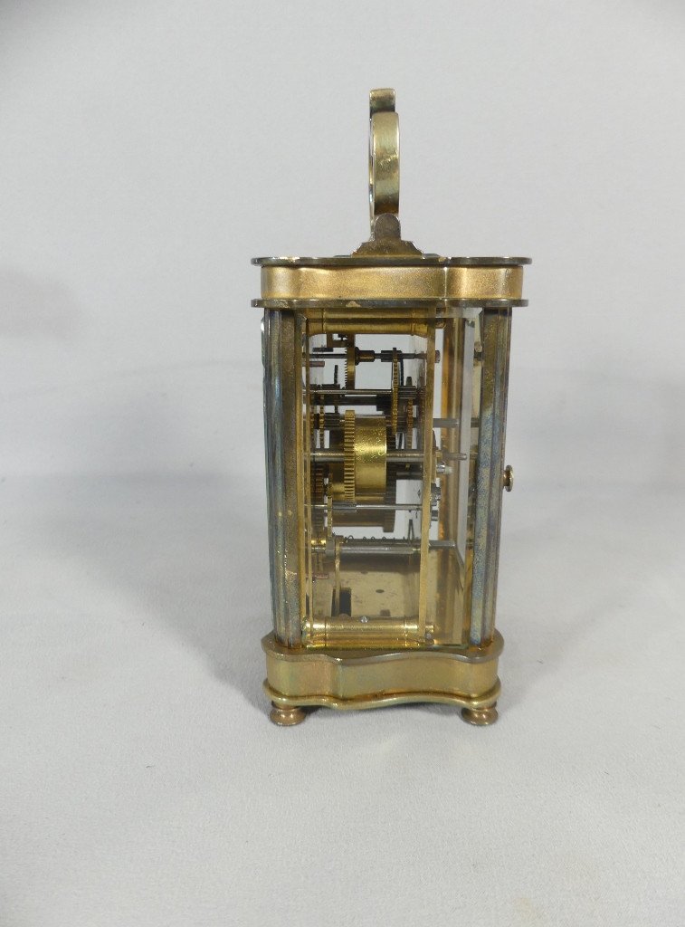 Brass Travel Or Officer's Clock With Chime, Early 20th Century-photo-3