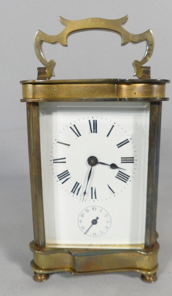 Brass Travel Or Officer's Clock With Chime, Early 20th Century