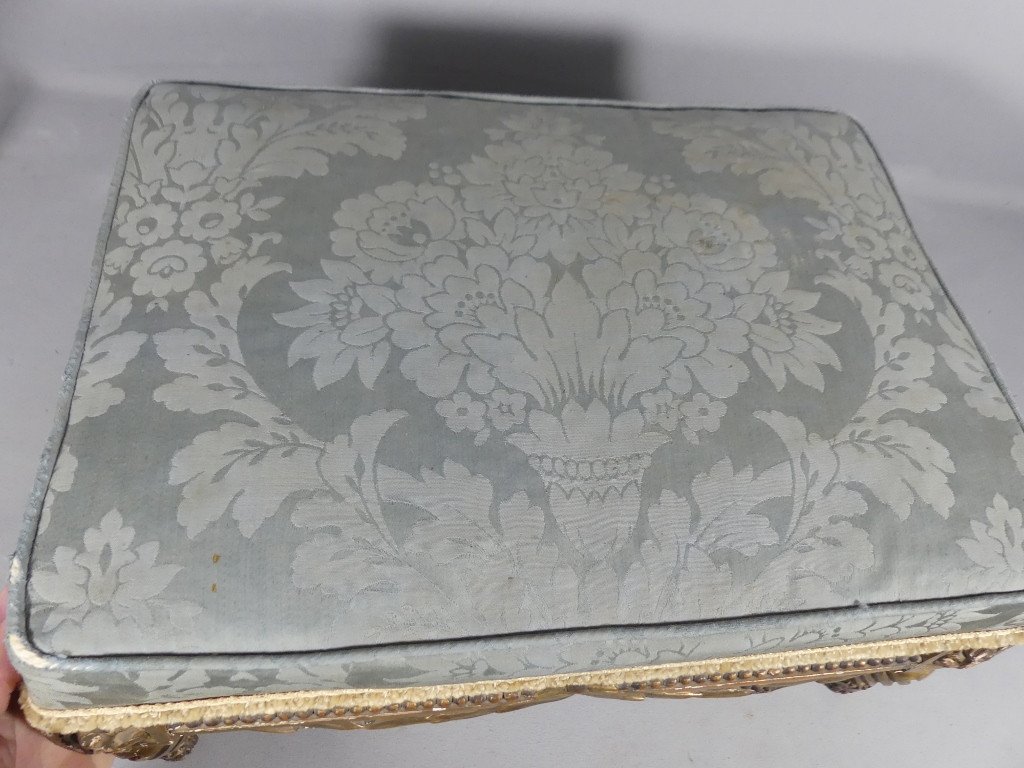 Louis XVI Style Footstool In Gilded Carved Wood, 19th Century-photo-3