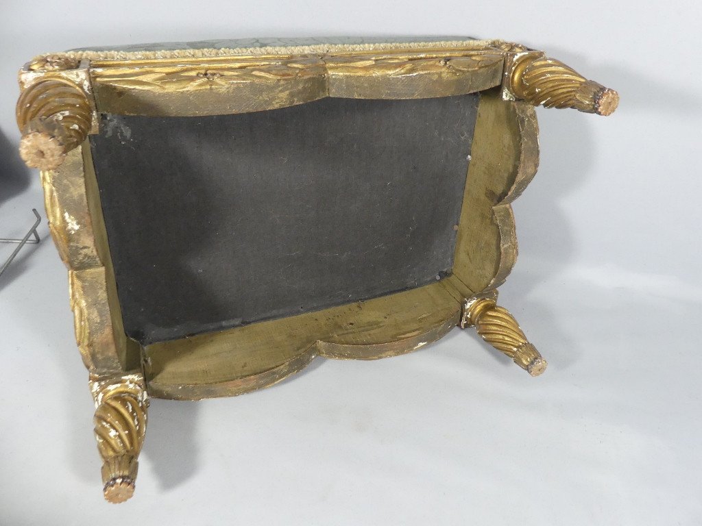 Louis XVI Style Footstool In Gilded Carved Wood, 19th Century-photo-5