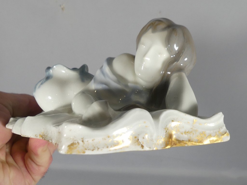 Antonio Faleri, The Reader, Limoges Porcelain Statuette, Art Nouveau Period-photo-4