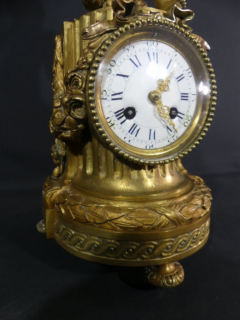 Louis XVI Clock In Gilt Bronze With Angel, 19th Century-photo-3