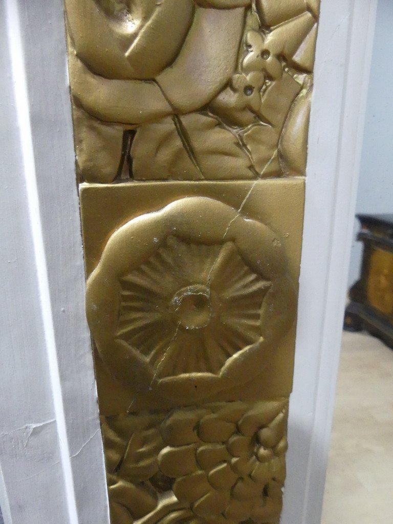 Art Deco Trumeau In Gilded Stucco And Bas Relief Antique Scene Circa 1925-photo-5