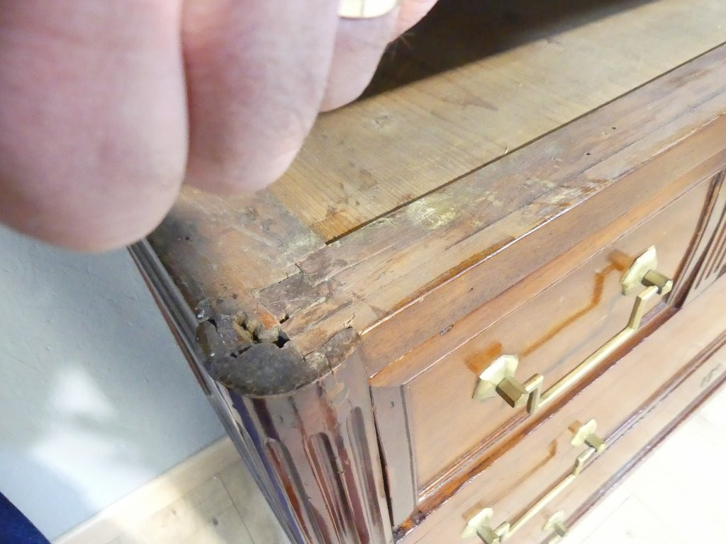 Louis XVI Chest Of Drawers In Mahogany And White Marble, 18th Century-photo-2