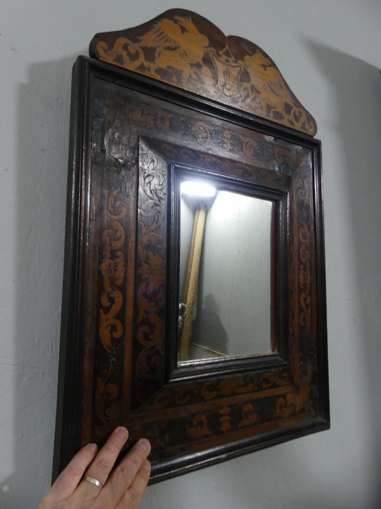 Marquetry Mirror In Languedoc Style In The Taste Of The 17th Century, 19th Century Period-photo-3