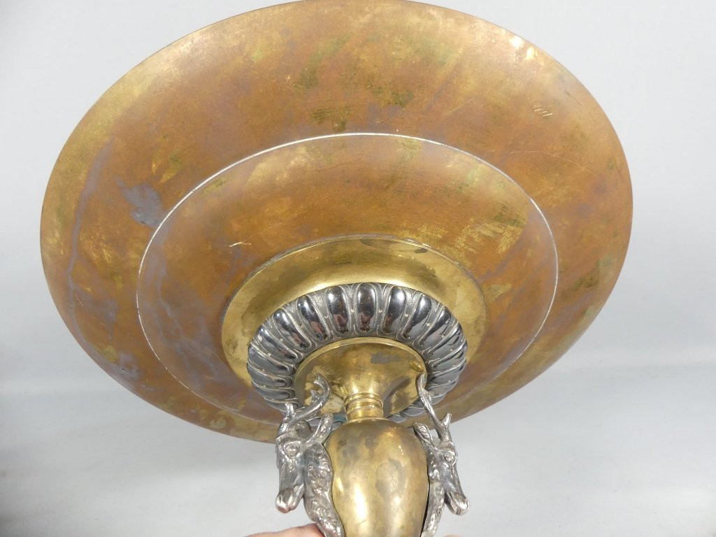 L. Oudry, Centerpiece Or Bowl On Pedestal In Silvered And Gilded Bronze, Late 19th Century -photo-7