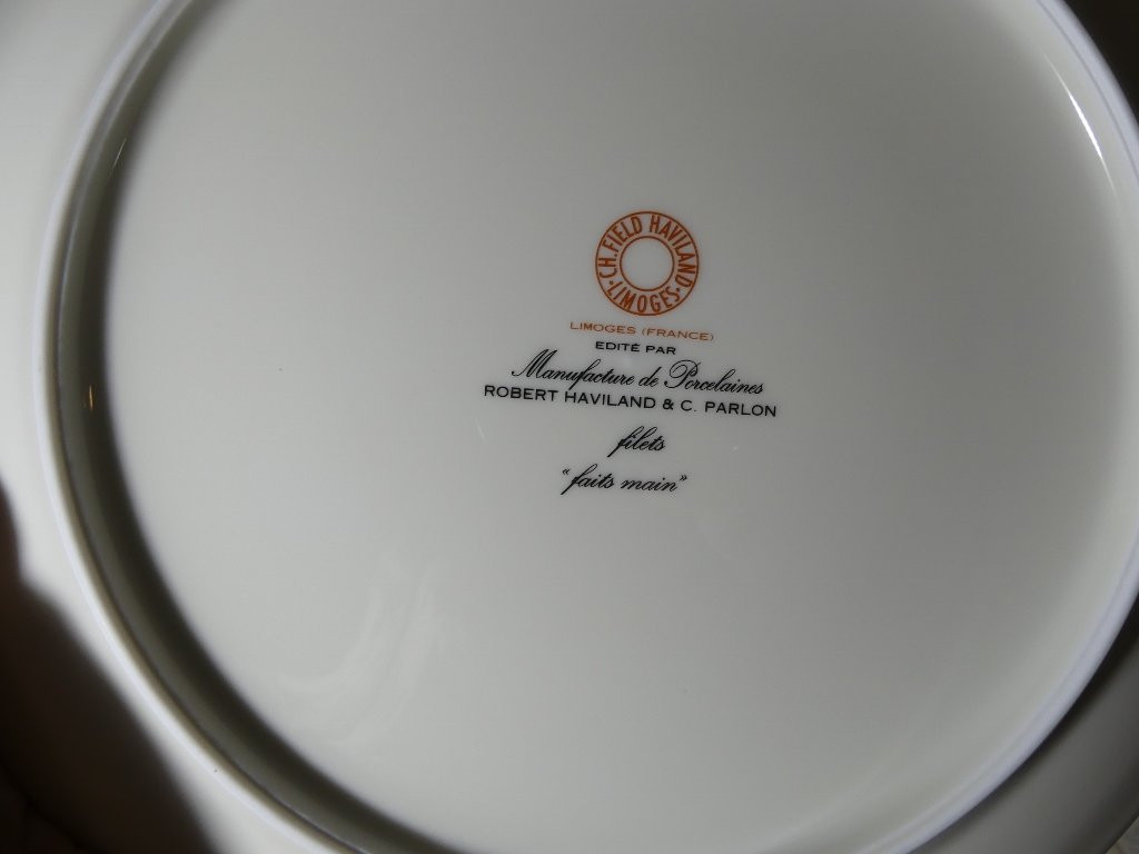 Haviland Limoges, Modèle Versailles Incrustation Biscuit Et Or, Service De Table 12 Personnes-photo-6