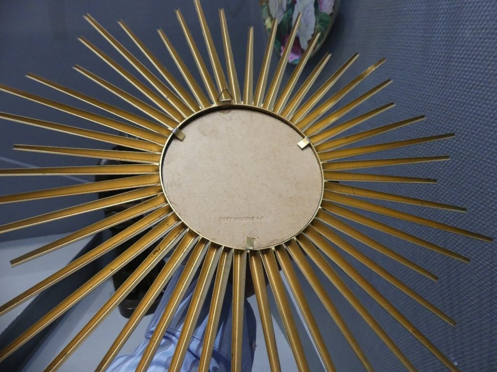 Chaty Vallauris, Witch Sun Mirror In Gold Iron, 51 Cm-photo-6